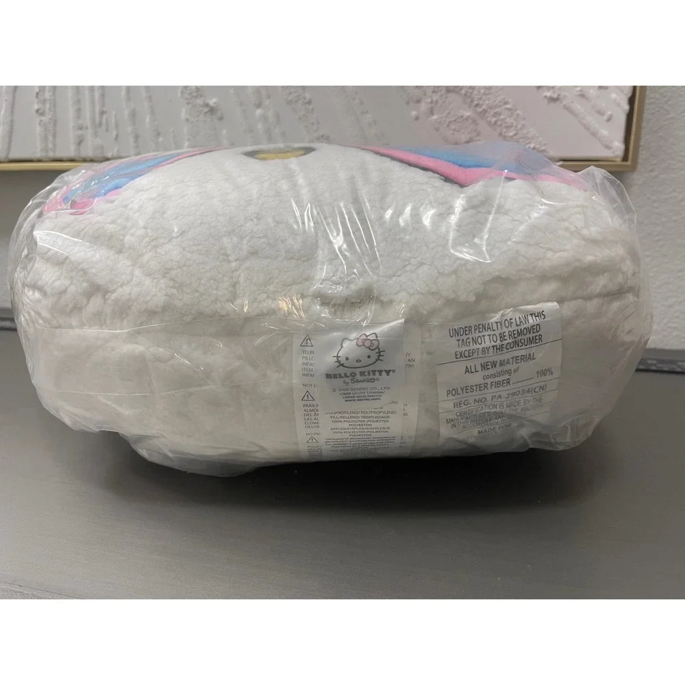 Sanrio Hello Kitty Sherpa Heart Sunglasses Plush Pillow White Pink NEW